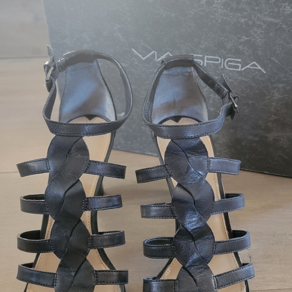 Via Spiga Elysa Black Multi-Strap Heels